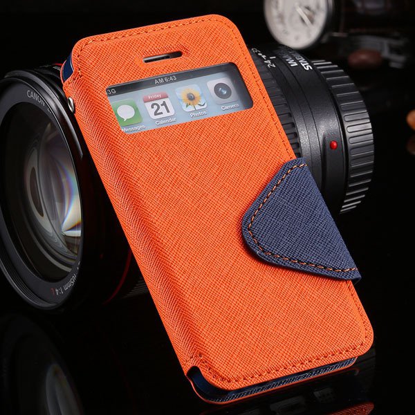 5S Window Case Flip View Cover For Iphone 5 5S 5G Pu Wallet Leathe 1927855633-4-orange