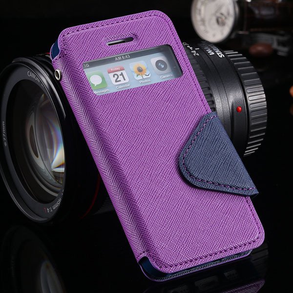 5S Window Case Flip View Cover For Iphone 5 5S 5G Pu Wallet Leathe 1927855633-5-purple