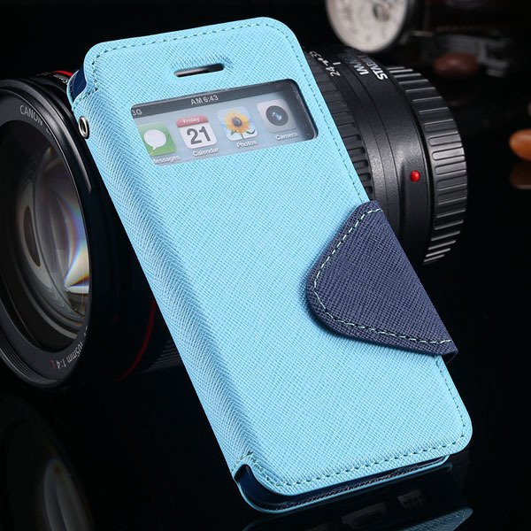 5S Window Case Flip View Cover For Iphone 5 5S 5G Pu Wallet Leathe 1927855633-6-sky blue