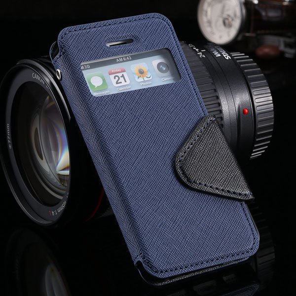5S Window Case Flip View Cover For Iphone 5 5S 5G Pu Wallet Leathe 1927855633-7-deep blue
