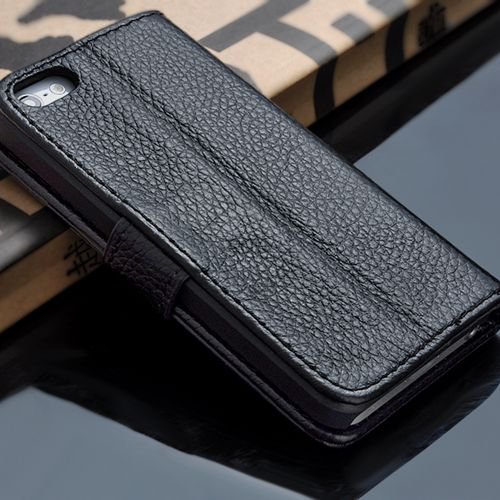 5S Luxury Original Genuine Leather Case For Iphone 5 5G Wallet Fli 1009156720-1-black