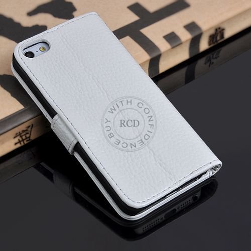 5S Luxury Original Genuine Leather Case For Iphone 5 5G Wallet Fli 1009156720-2-white