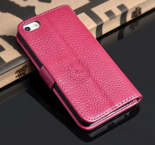 5S Luxury Original Genuine Leather Case For Iphone 5 5G Wallet Fli 1009156720-5-rose