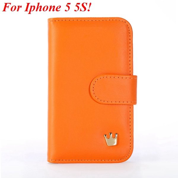 Mix Deluxe Crown Wallet Case For Iphone 5 5S 5G Flip Cover Pouch M 1829466754-1-orange for 5s