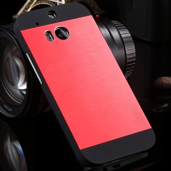 M8 Luxury Aluminum Case Metal Brush Back Cover For Htc One M8 Dual 1273815161-2-red