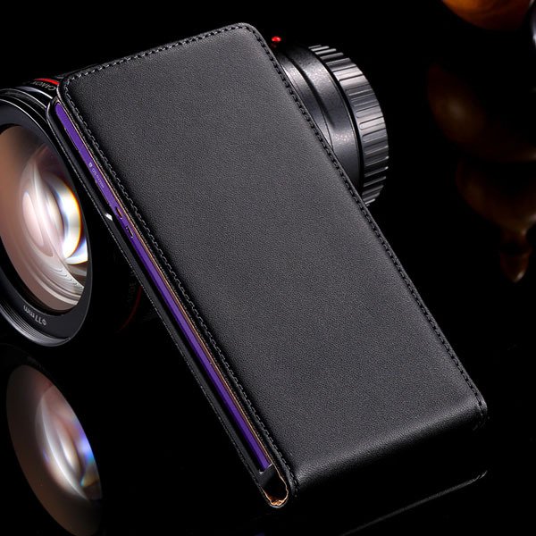 100% Real Full Genuine Leather Case For Sony Xperia Z L36H Flip Ce 32240219105-1-black
