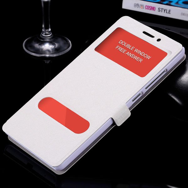 For Hongmi Note Luxury Pu Leather Case Free Answer Dual Window Dis 32283822182-2-silver