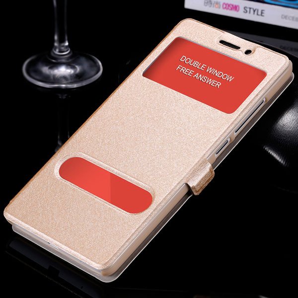 For Hongmi Note Luxury Pu Leather Case Free Answer Dual Window Dis 32283822182-3-gold