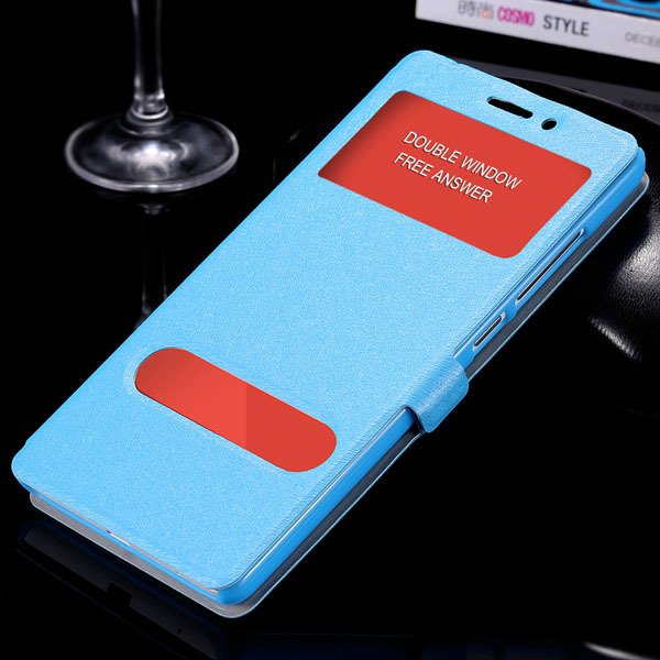 For Hongmi Note Luxury Pu Leather Case Free Answer Dual Window Dis 32283822182-4-sky blue