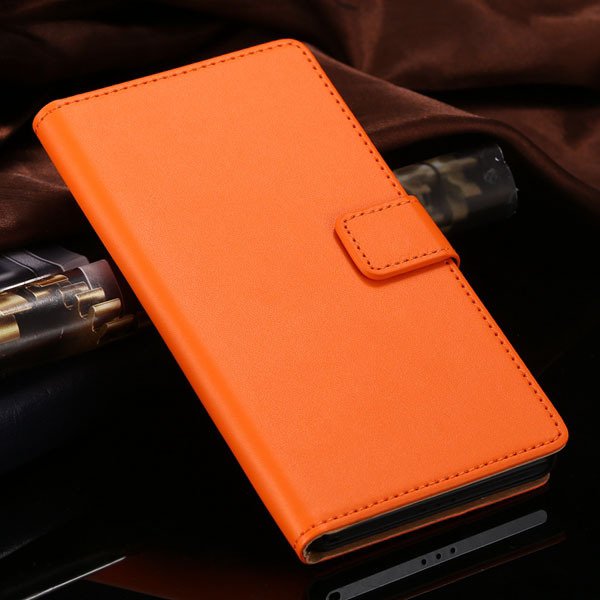 Hot Genuine Leather Wallet Case For Sony-Ericsson Xperia Z2 D6503 1821664329-6-orange
