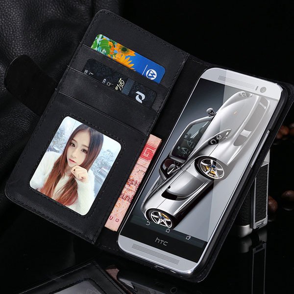 M8 Retro Pu Leather Case For Htc M8 Flip Wallet Cover Stand Holder 1868260974-1-black