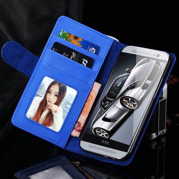 M8 Retro Pu Leather Case For Htc M8 Flip Wallet Cover Stand Holder 1868260974-5-blue