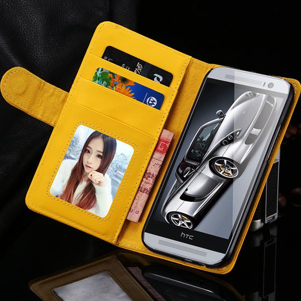 M8 Retro Pu Leather Case For Htc M8 Flip Wallet Cover Stand Holder 1868260974-6-yellow