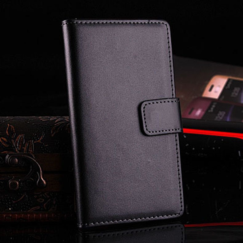 Genuine Leather Case For Sony Ericsson Xperia Z L36H Flip Cover Wi 32264415085-1-black