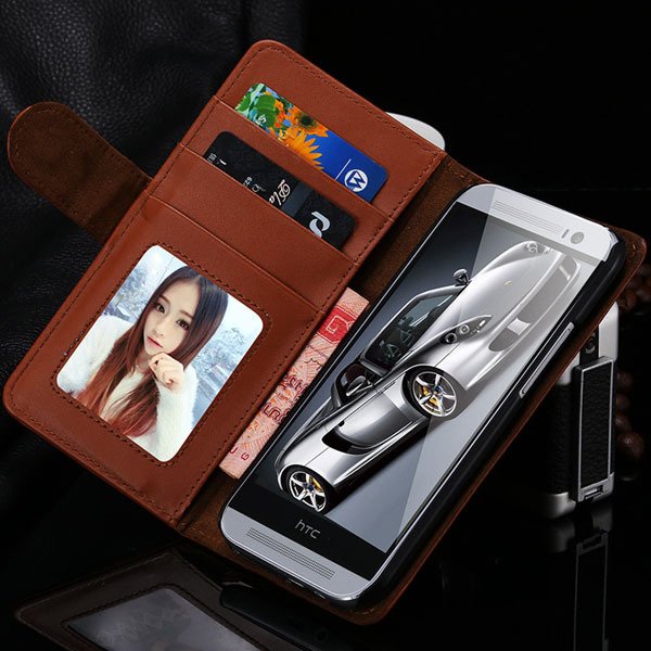 M8 Wallet Case Luxury Flip Cover With Magnetic Buckle Protect For 1868340559-2-brown