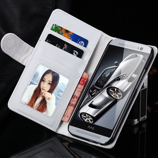 M8 Wallet Case Luxury Flip Cover With Magnetic Buckle Protect For 1868340559-3-white