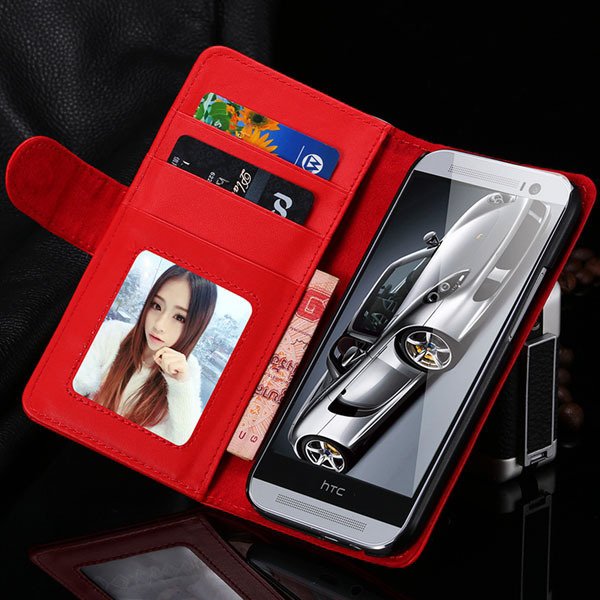 M8 Wallet Case Luxury Flip Cover With Magnetic Buckle Protect For 1868340559-4-red