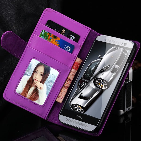 M8 Wallet Case Luxury Flip Cover With Magnetic Buckle Protect For 1868340559-9-purple