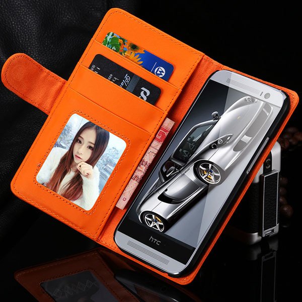M8 Wallet Case Luxury Flip Cover With Magnetic Buckle Protect For 1868340559-10-orange