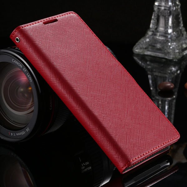 Cross Grain Genuine Leather Case For Sony-Ericsson Xperia Z2 D6503 1879216741-3-red