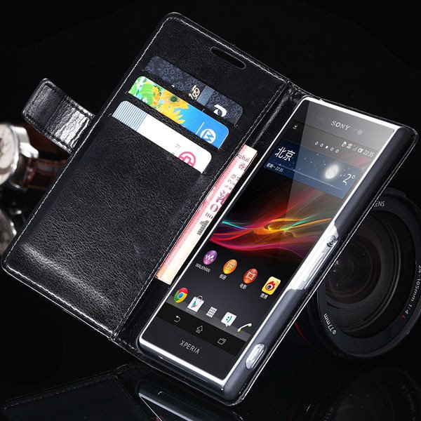 Z2 Flip Case For Sony-Ericsson Xperia Z2 Pu Leather Wallet Bag For 32263484703-1-black