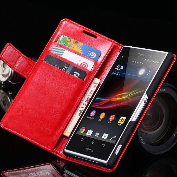 Z2 Flip Case For Sony-Ericsson Xperia Z2 Pu Leather Wallet Bag For 32263484703-3-red