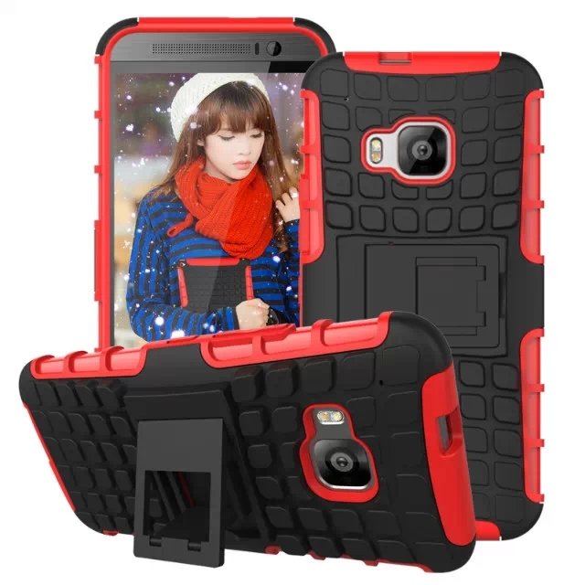 M9 Armor Case Heavy Duty Hard Cover Case For Htc One M9 Dual Layer 32297406417-3-red