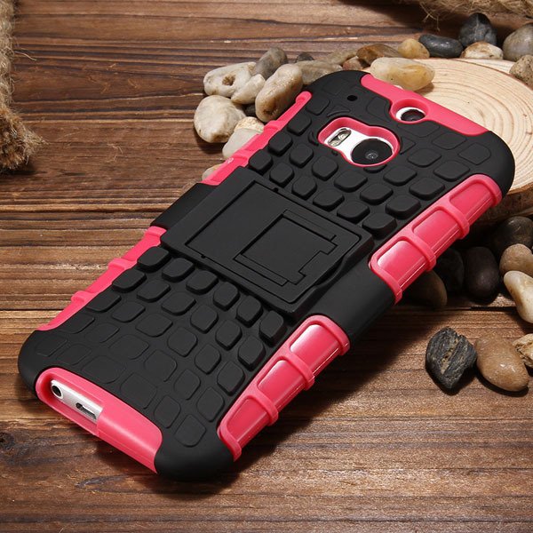 M8 Armor Heavy Duty Hard Cover Case For Htc One M8 Dual Layer Sili 32294281901-1-pink