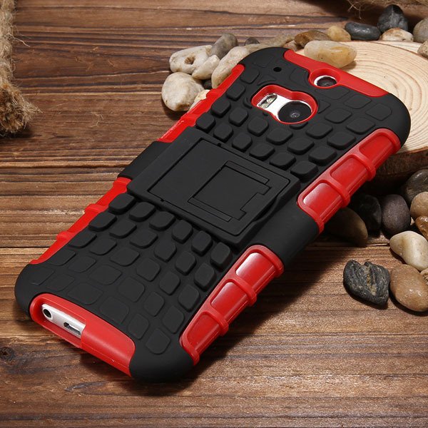 M8 Armor Heavy Duty Hard Cover Case For Htc One M8 Dual Layer Sili 32294281901-5-red