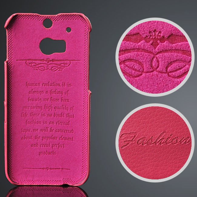 M8 Genuine Leather Case Vogue Fashion Card Insert Back Cover For H 32237300662-4-hot pink
