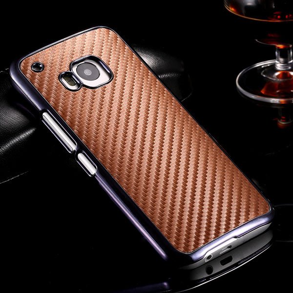M9 Plating Microfiber Case With Chromed Metallic Frame For Htc One 32304730204-5-brown