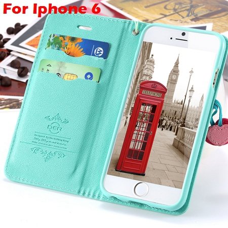 Newest Girl'S Cute Cherry Leather Case For Iphone 6 & Iphone 6 Plu 32214517740-6-Mint For Iphone 6
