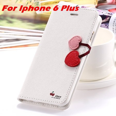 Newest Girl'S Cute Cherry Leather Case For Iphone 6 & Iphone 6 Plu 32214517740-8-White For I6 Plus
