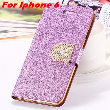 For Iphone 6 Case Gold Luxury Bling Diamond Leather Case For Iphon 32258181305-6-Purple For Iphone 6