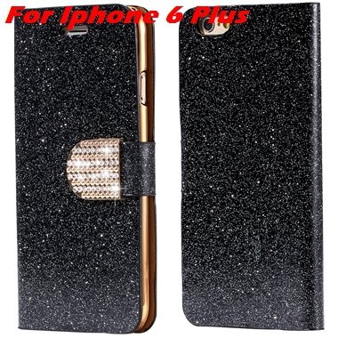 For Iphone 6 Case Gold Luxury Bling Diamond Leather Case For Iphon 32258181305-14-Black For I6 Plus