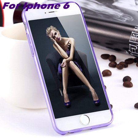 0.3Mm Ultra Thin Silicon Soft High Clear Case For Iphone 6 Crystal 32245374718-6-Purple For Iphone 6