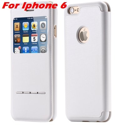 Luxury Gold Smart Answer Flip Leather Case For Iphone 6 /Iphone 6 32266094621-2-White For Iphone 6