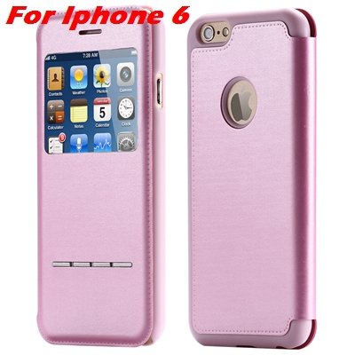 Luxury Gold Smart Answer Flip Leather Case For Iphone 6 /Iphone 6 32266094621-3-Pink For Iphone 6