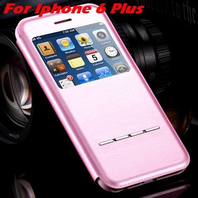 Luxury Gold Smart Answer Flip Leather Case For Iphone 6 /Iphone 6 32266094621-8-Pink For I6 Plus
