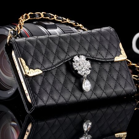 New Arrival Luxury Flip Pu Leather Case For Iphone 6 4.7 Lattice P 32223495624-1-Black