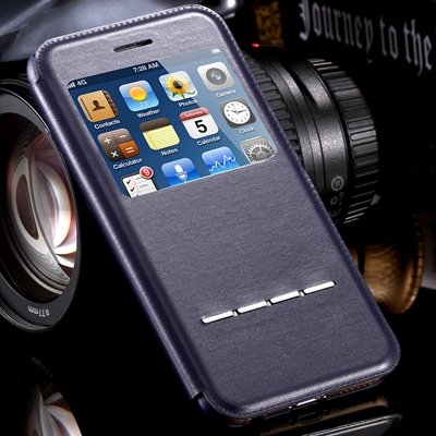 Window View Luxury Business Gold Leather Case For Iphone 6 4.7 Fli 32266459855-1-Black