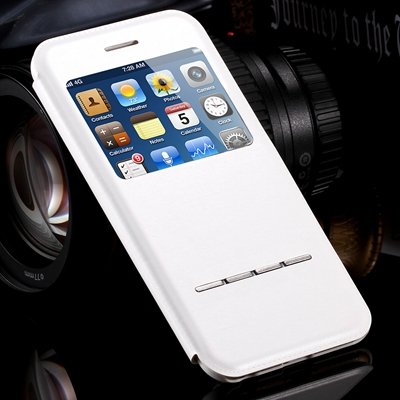 Window View Luxury Business Gold Leather Case For Iphone 6 4.7 Fli 32266459855-2-White