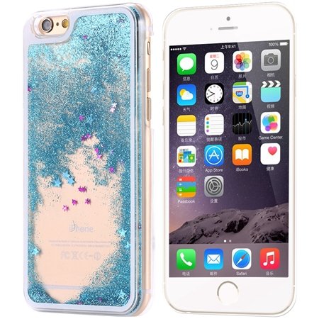 Cool Luxury Top Quality Oil Quicksand Pc Hard Case For Iphone 6 4. 32275053524-5-Sky Blue Star