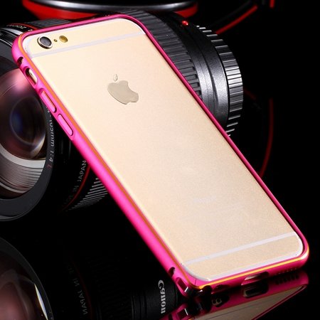 Ultra Thin Aluminum Luxury Metal Frame Bumper For Iphone 6 4.7Inch 32251693221-4-Gold and hot pink