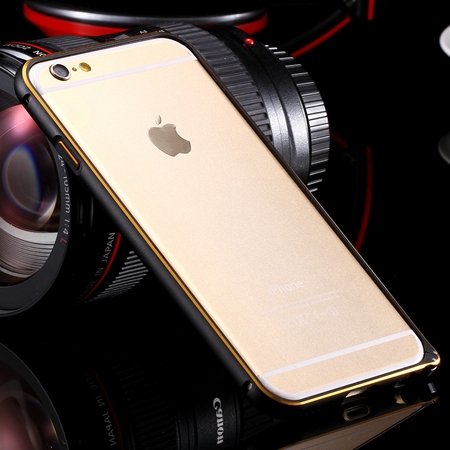 Ultra Thin Aluminum Luxury Metal Frame Bumper For Iphone 6 4.7Inch 32251693221-6-Gold and Black