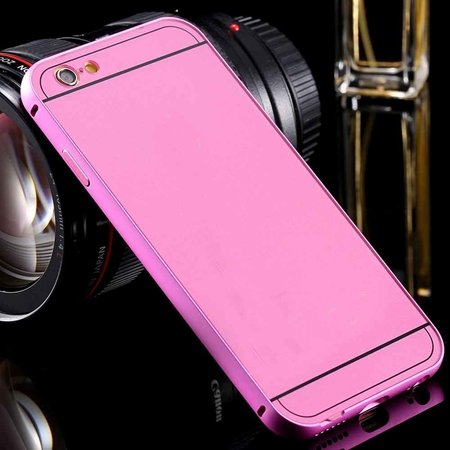 For Iphone6 Hard Case Luxury Gold Metal Aluminum +Acrylic Hybrid B 32290073190-6-Pink