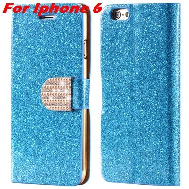 For Iphone 6 Plus Leather Case Gold Luxury Glitter Grossy Leather 32258760933-1-Blue For Iphone 6