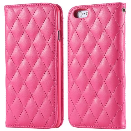 I6 Case Classic Luxury Sheep Grid Pu Leather Case For Iphone 6 4.7 32266551596-4-Hot Pink