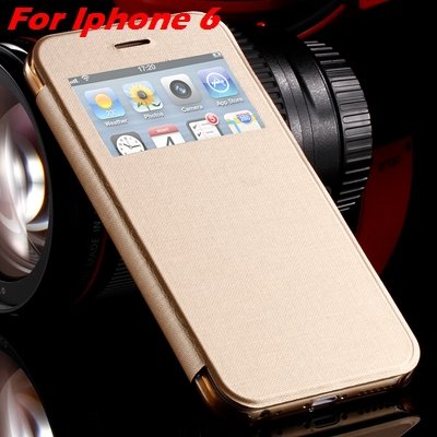 For Iphone 6 Leather Case Front Window View Pu Leather Case For Ip 32256469102-4-Gold For IPHONE 6