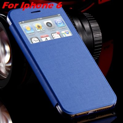 For Iphone 6 Leather Case Front Window View Pu Leather Case For Ip 32256469102-7-Sky Blue For I6